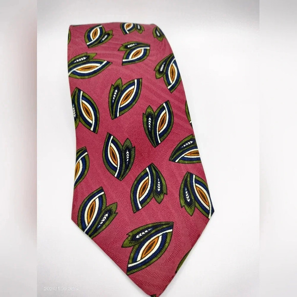 Talbott Studio Men's Silk Necktie Tie Abstract Leaf pattern Hand Sewn 58… - Picture 1 of 10
